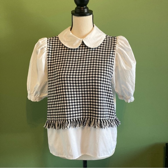 Zara Tops - Zara Monochrome Gingham Blouse